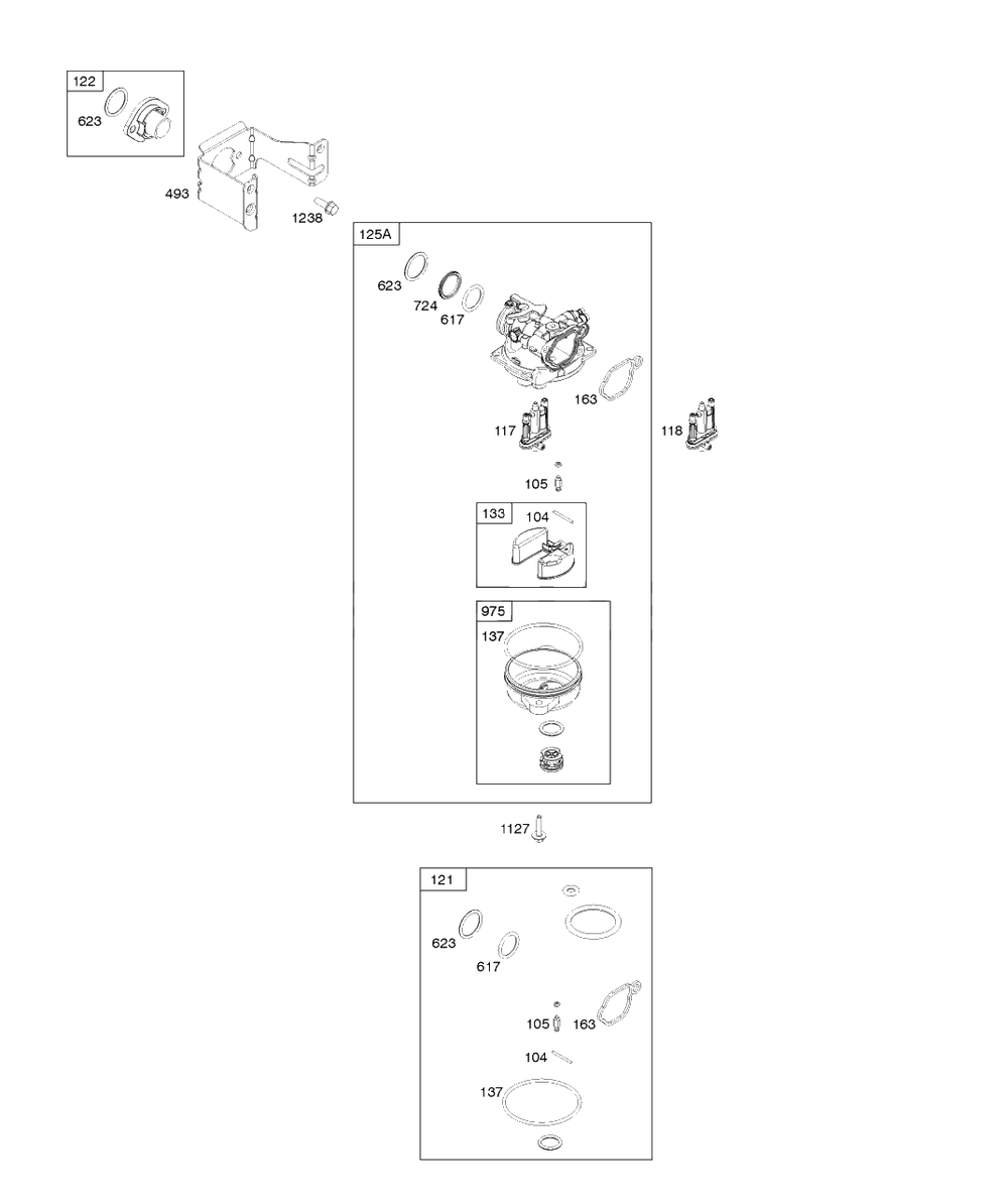 Carburetor Diagram and Parts List for  Briggs and Stratton Engine